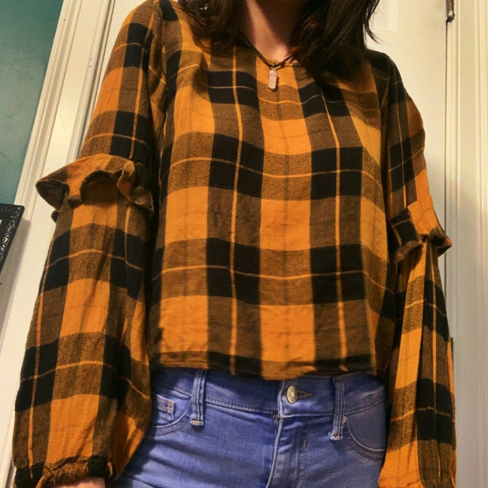 Yellow plaid long sleeve